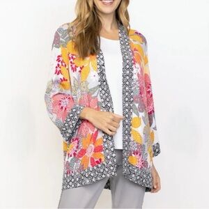 Habitat Floral Mixed Print Kimono Cardigan Medium Melon